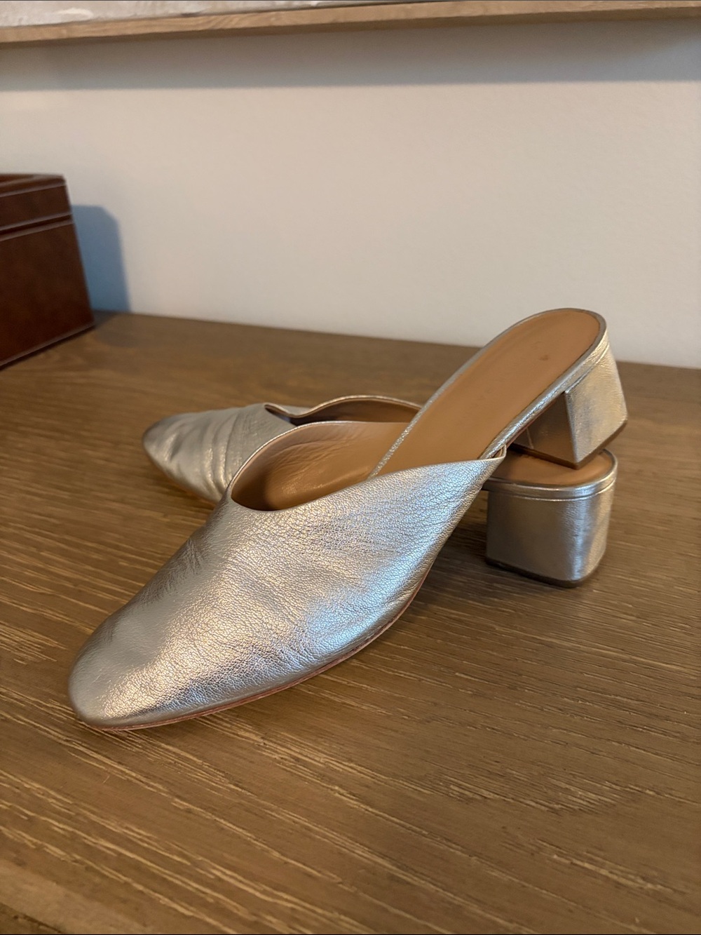 Loeffler Randall Metallic Silver Slip-On Block Heel Mules